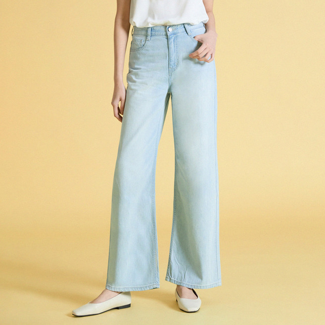 미쏘 여성용 쏘쿨 와이드핏 핏업데님 베이직 면 팬츠