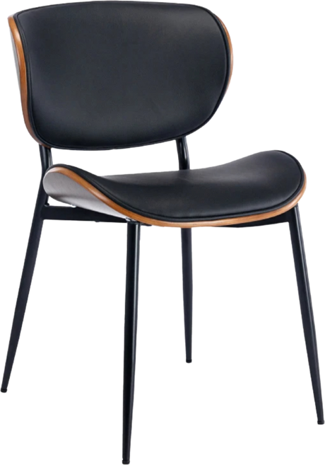 E-home Adrian亞德里安PU面曲木簡約休閒餐椅 TFC150B-blk, 黑色, 1個