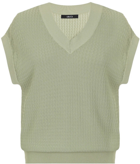 에이비에프지 여성용 브이넥 물결 골지 캡소매 니트 AFY2HW56