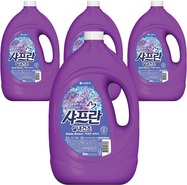 샤프란 실내건조 섬유유연제 아로마브리즈 본품, 3.1L, 4개