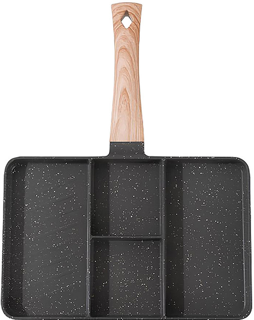 SUNORO 家用多功能麥飯石四孔早餐鍋/4合1平底鍋 黑色, 27cm, 1個