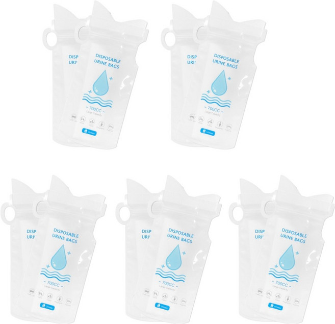 플렉스라인 비상용 일회용 여행 차량 소변봉투, 10개, 화이트