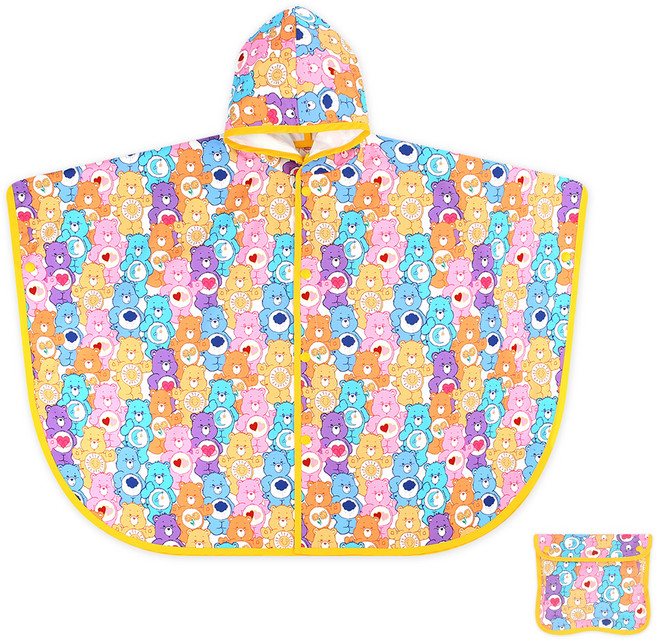 케어베어 아동용 컬러풀 케어베어즈 판쵸우비 + 가방 세트