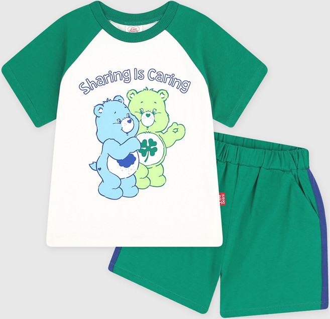 케어베어 아동용 굿럭베어 앤 그럼피베어 배색 상하의 세트