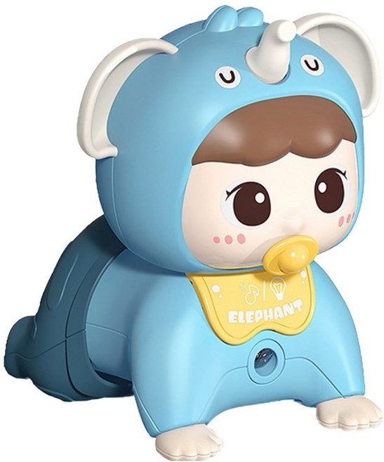 유아용 엉금엉금 아기코끼리 터미타임 멜로디 장난감, 블루, 1개