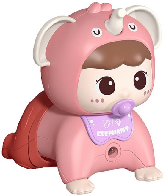 유아용 엉금엉금 아기코끼리 터미타임 멜로디 장난감, 핑크, 1개