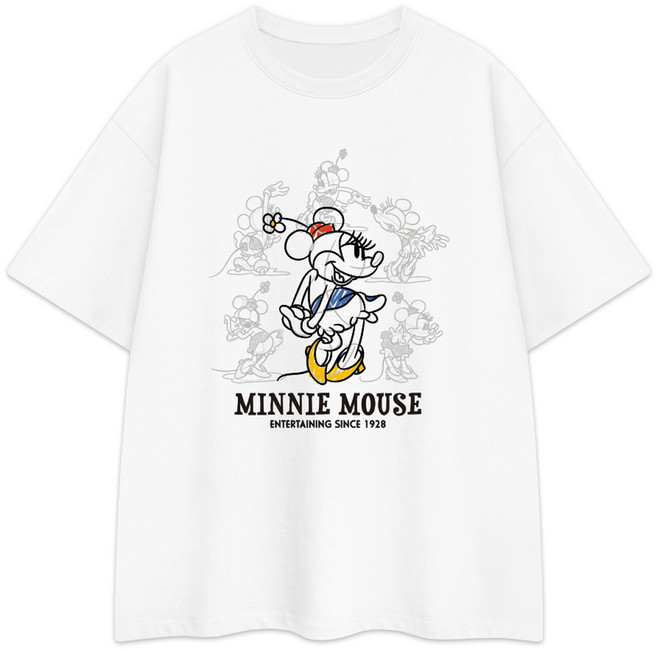 Little rabbit 男款透氣家庭D素描米奇米妮短袖T恤