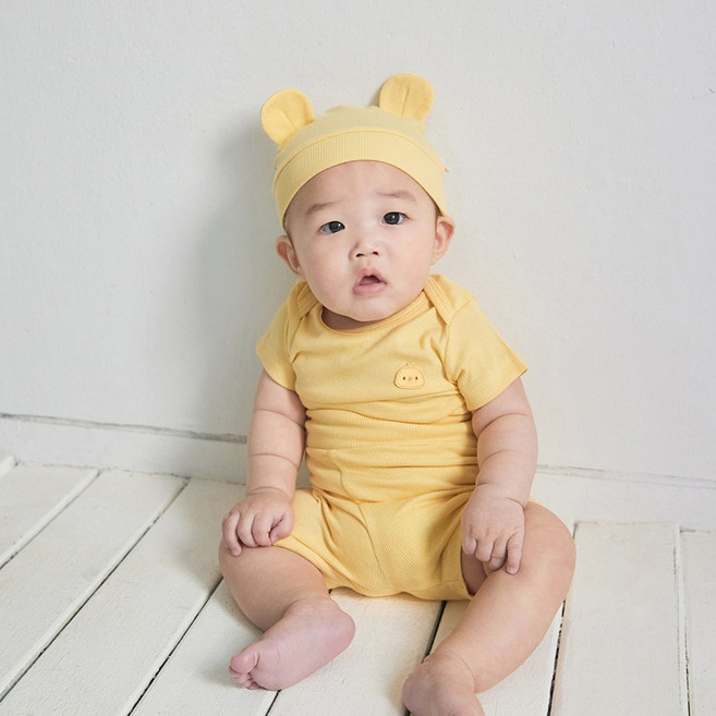 베이비앤아이 골지 모달 실내복 상하의 + 베어모자 + 쇼핑백 세트