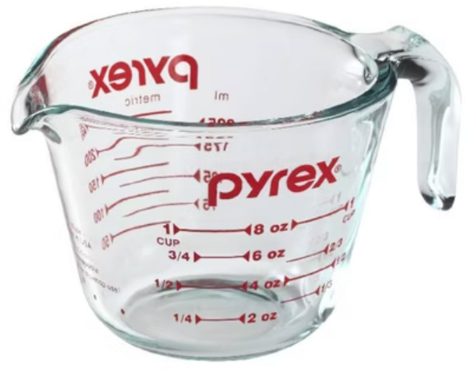 Corelle Brands 康寧餐具 Pyrex 單耳量杯, 透明 + 紅色, 250ml, 1個