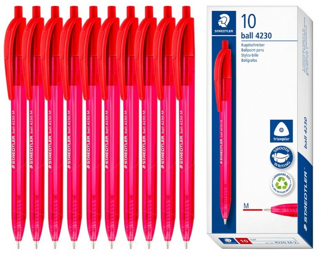 스테들러 4230 볼펜 1mm 10p, 빨강, 1개