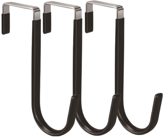 온트리 무타공 도어행거 후크걸이, 블랙, 3개