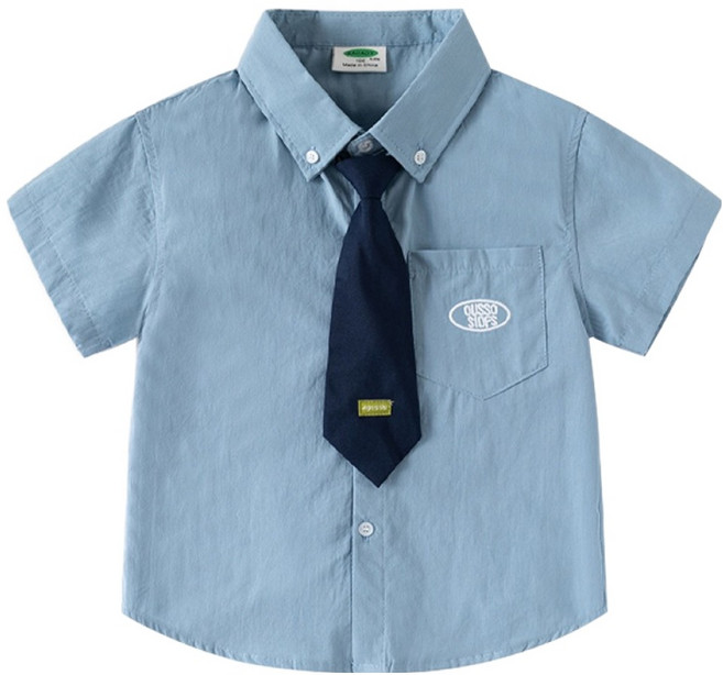 남아용 QUSSO 자수 반팔 셔츠