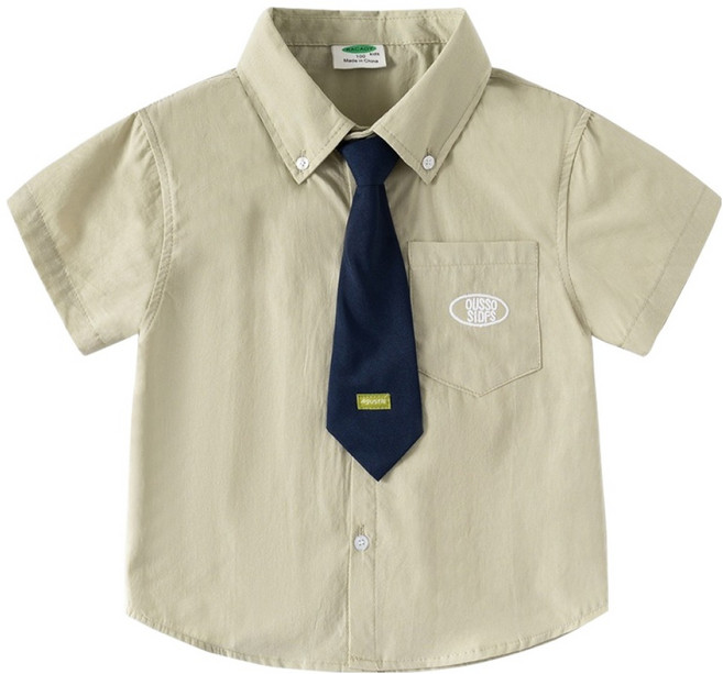 남아용 QUSSO 자수 반팔 셔츠