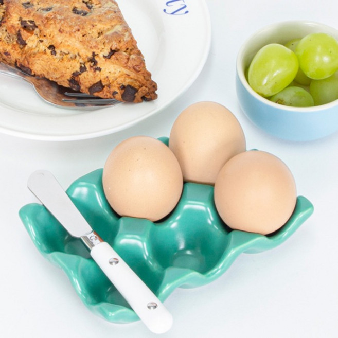 구디푸디 미뇽 드 세라믹 에그 트레이, 에메랄드 그린, 2개