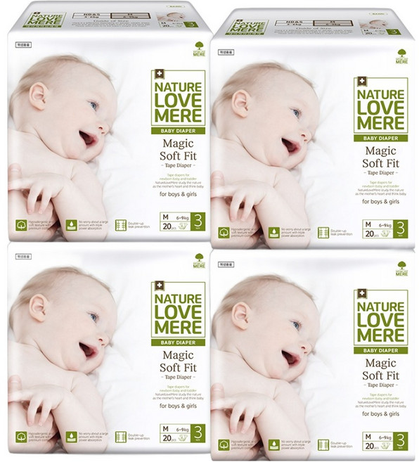 네이쳐러브메레 매직 소프트 핏 밴드형 기저귀 3단계 남여공용, 중형(M), 80매