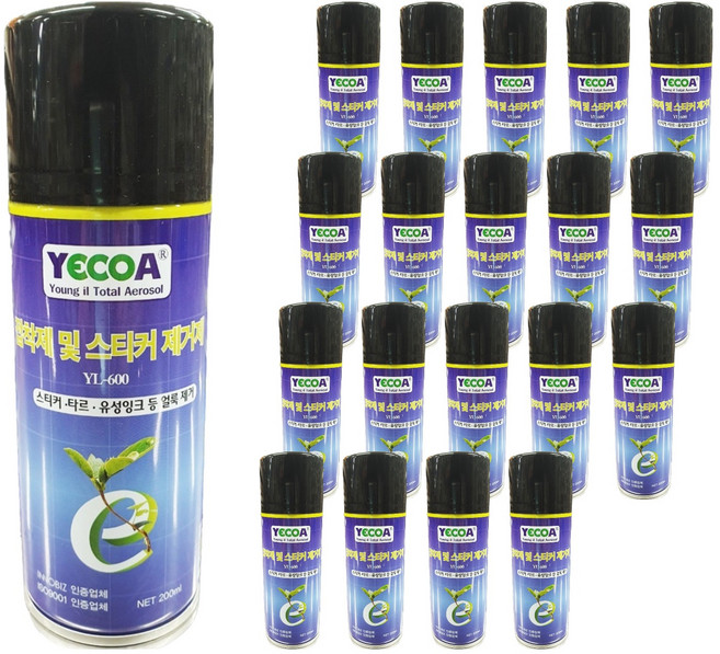 예코아 영일 저자극 식물성 스티커제거제 200ml YL-600, 20개