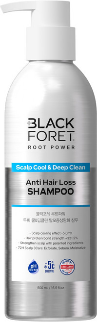 블랙포레 루트파워 두피 쿨 앤 딥클린 탈모증상완화 샴푸, 500ml, 1개