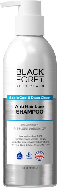 블랙포레 루트파워 두피 쿨 앤 딥클린 탈모증상완화 샴푸, 500ml, 1개 - 쿠팡
