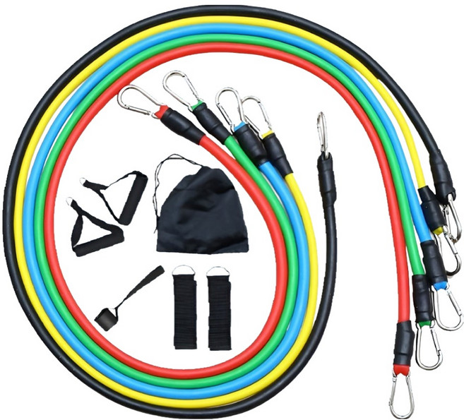 JUSTPICK 홈트레이닝 근력운동 고무 튜빙밴드 150LB 세트, 혼합색상, 1세트
