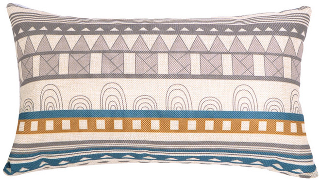 Craftsman In Storage 收納職人 北歐簡約棉麻長型抱枕/腰靠枕/沙發靠枕, 拼貼咖