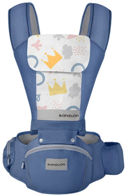 ANTIAN 嬰兒雙肩背帶/多功能前抱式腰凳背帶, 藍色