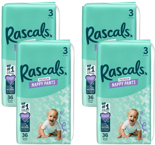 라스칼프렌즈 프리미엄 팬티형 기저귀 남여공용, 3단계, 144매