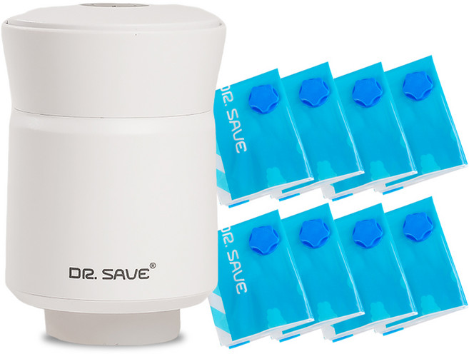 MODCON 摩肯 DR.SAVE 極度快抽充氣機旅行收納組 附壓縮袋 S 2個 + L 4個 + XL 2個, 8入, 1組