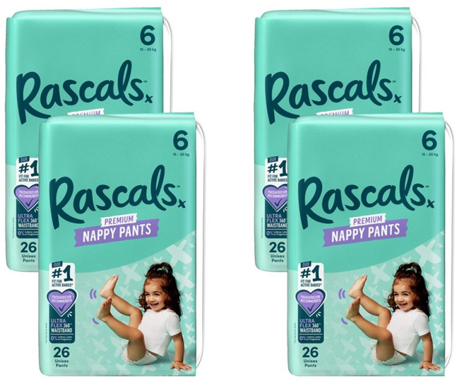 라스칼프렌즈 프리미엄 팬티형 기저귀 남여공용, 6단계, 104매