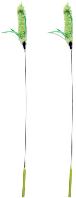 로위드 고양이 보들보들 강아지풀 롱스틱 2p, 그린, 1세트