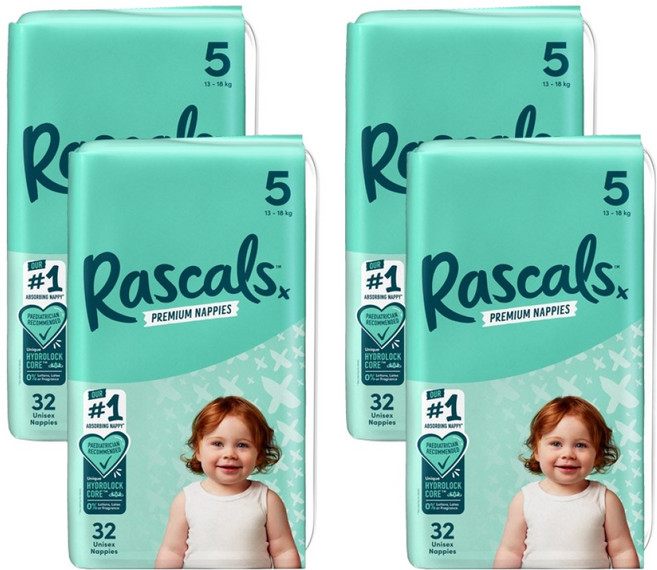 라스칼프렌즈 프리미엄 밴드형 기저귀, 128매, 5단계