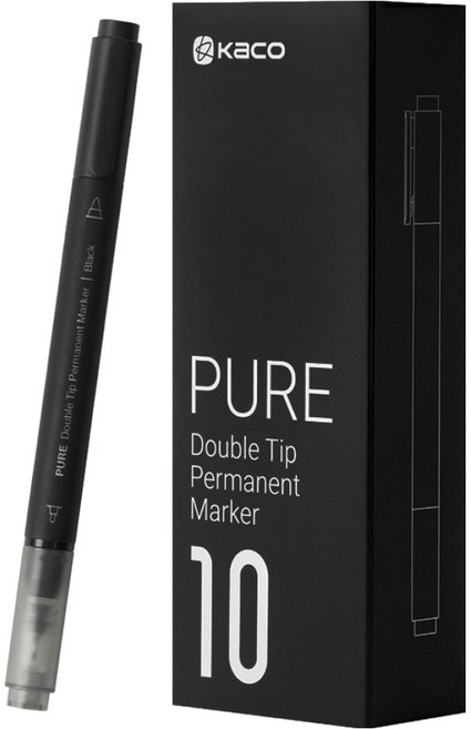 KaCO Pure 雙頭油性奇異筆, 10個, 黑色