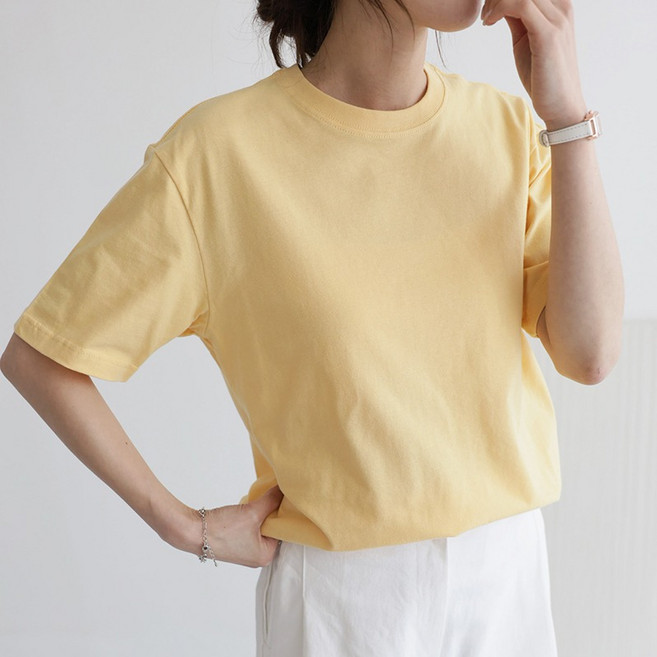 앤드스타일 여성용 베이직 순면 라운드넥 반팔 티셔츠 264471