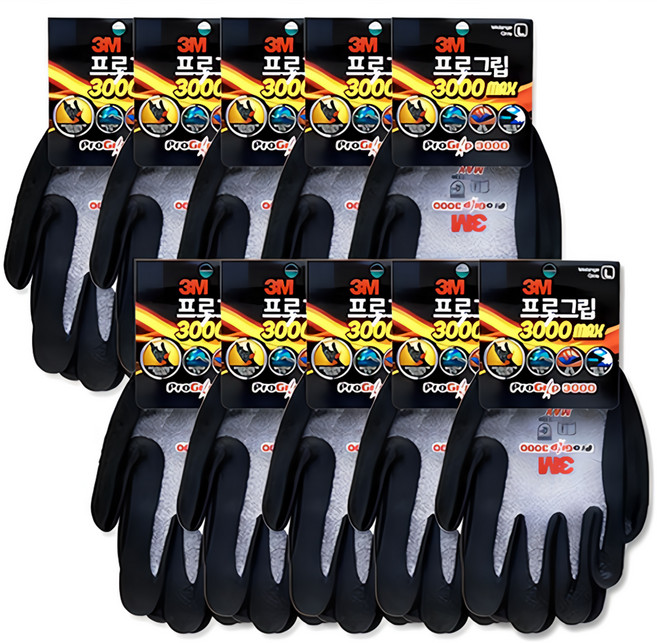 3M 手套 progrip 3000, 麻灰色, 1組