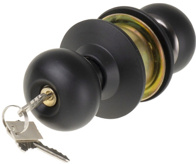 도스 원형 열쇠형 방문손잡이 8300, 블랙, 1개