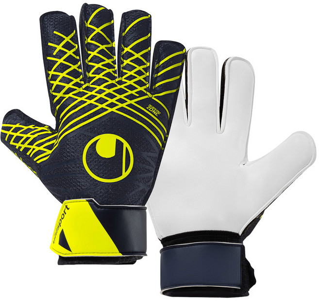 울스포츠 Prediction Starter Soft 장갑 양손착용 세트 101133801, 네이비 + 화이트 + 플루오옐로우, 1세트