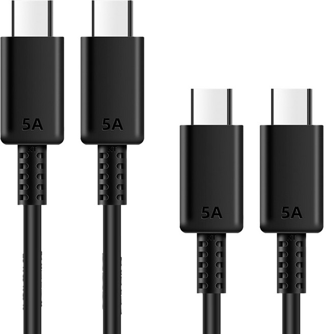 바라보고 C타입-C타입 갤럭시 5A 초고속 PD 충전케이블 45W, 블랙, 2개, 100cm