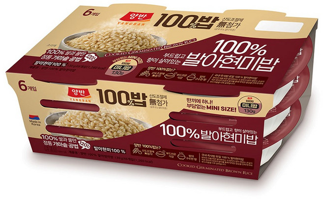 양반 100% 발아현미밥, 130g, 6개