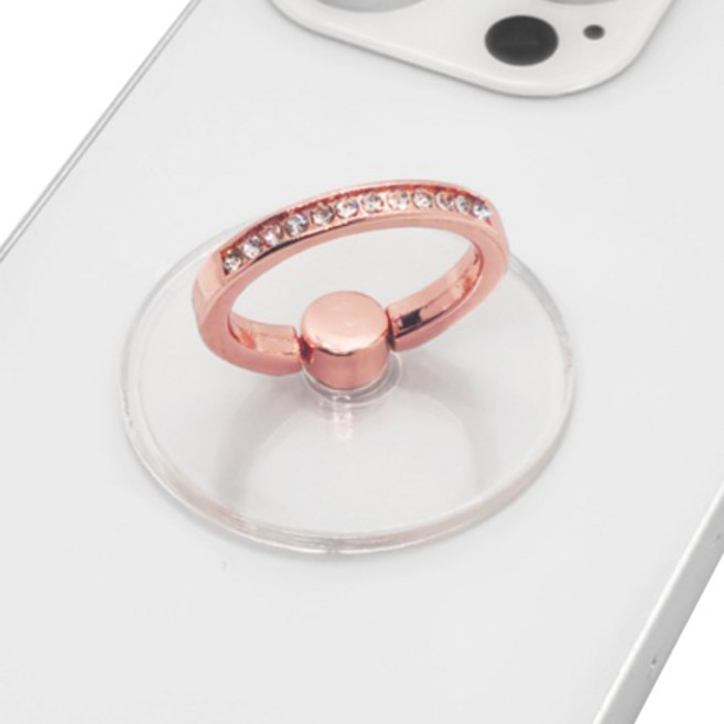다연경 손가락 원형 큐빅 스마트 링 그립 톡홀더, 원형 큐빅 로즈골드, 1개