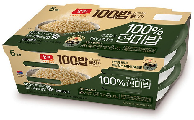 양반 100% 현미밥, 6개, 130g