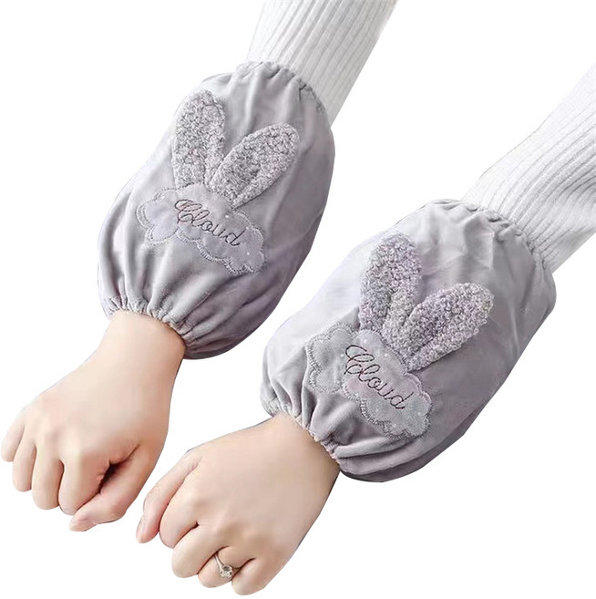 토시핏 예쁜 뽀글 토끼귀 팔토시 세트, 그레이