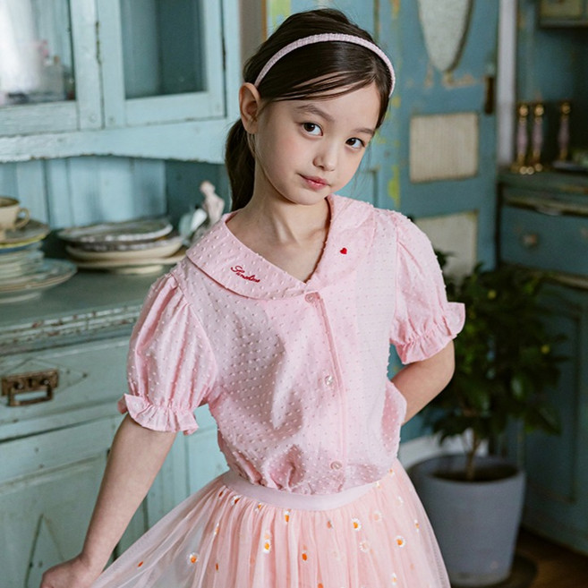 베베쥬 여아용 통기성 썸머 스노잉 블라우스