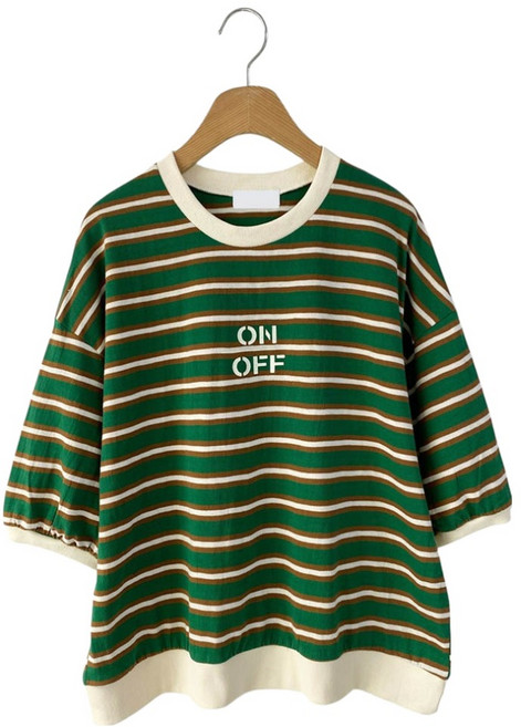 보리맘 스트라이프 코튼 임산부 반팔 맨투맨 Kr947