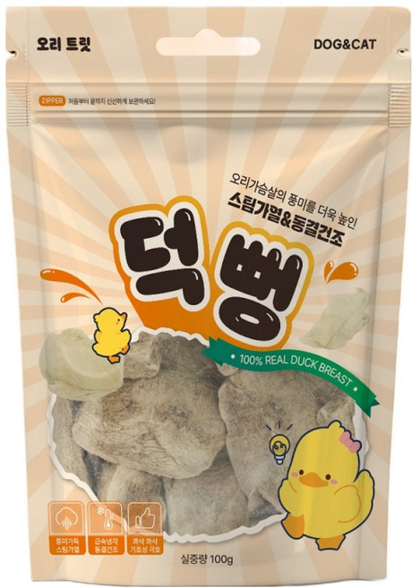 초심 강아지 동결건조 간식 트릿, 100g, 1개, 오리
