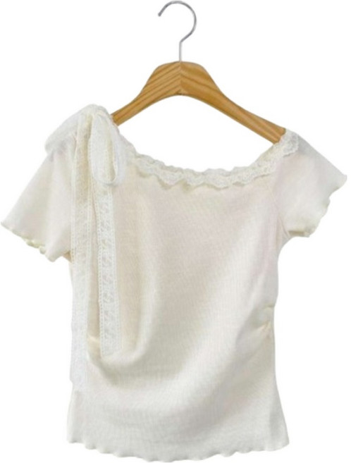 린다샵 여성용 민아도 여리핏 오프숄더 프릴 반팔니트 cpnt5906k54