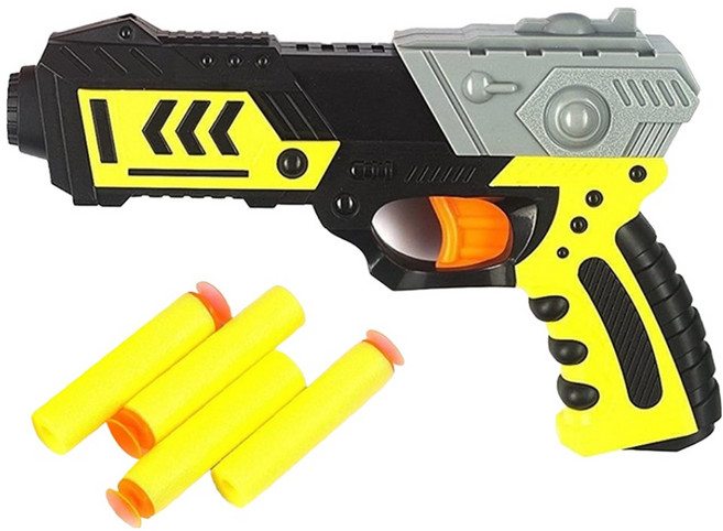 해피아이 미션 다트건 장난감 총 + 소프트건 흡착 스펀지 총알 4p 세트, 랜덤발송, 1세트
