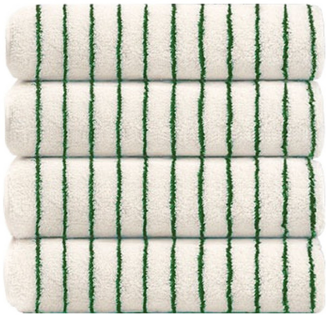 테토 수피마 수건 230g, 스트라이프 라인 그린, 4개