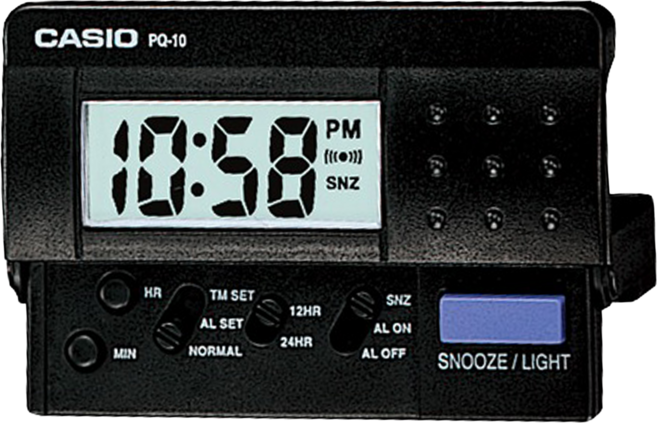 CASIO 卡西歐 輕巧電子鬧鐘 PQ-10-1R, 黑色