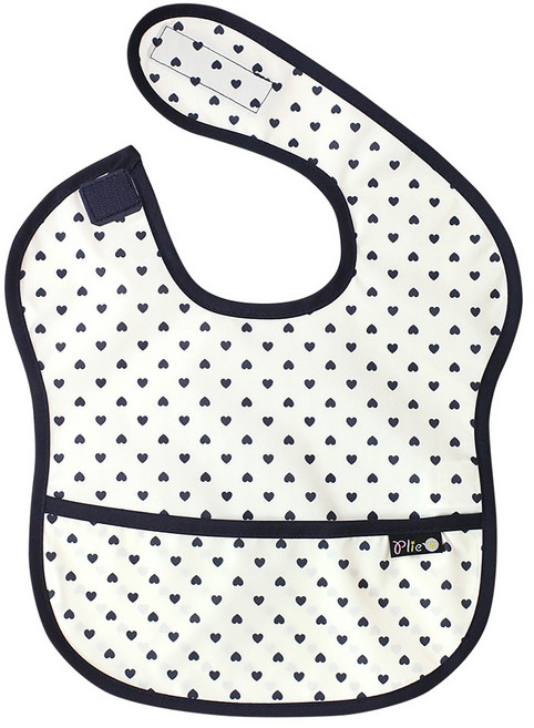 플리에 유아용 방수 이유식 턱받이, 크림곤색하트, 1개