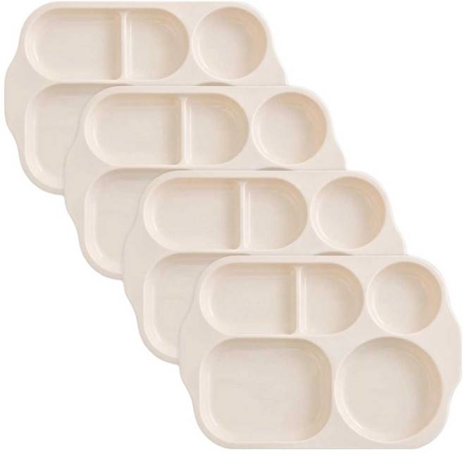 팬톤홈퍼니싱 CMYK 유아용 PP 5구 식판, 크림, 단품, 4개