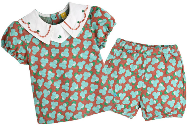 moimoln 嬰幼兒透氣Clodi緹花短袖上下套裝 M242STB68P